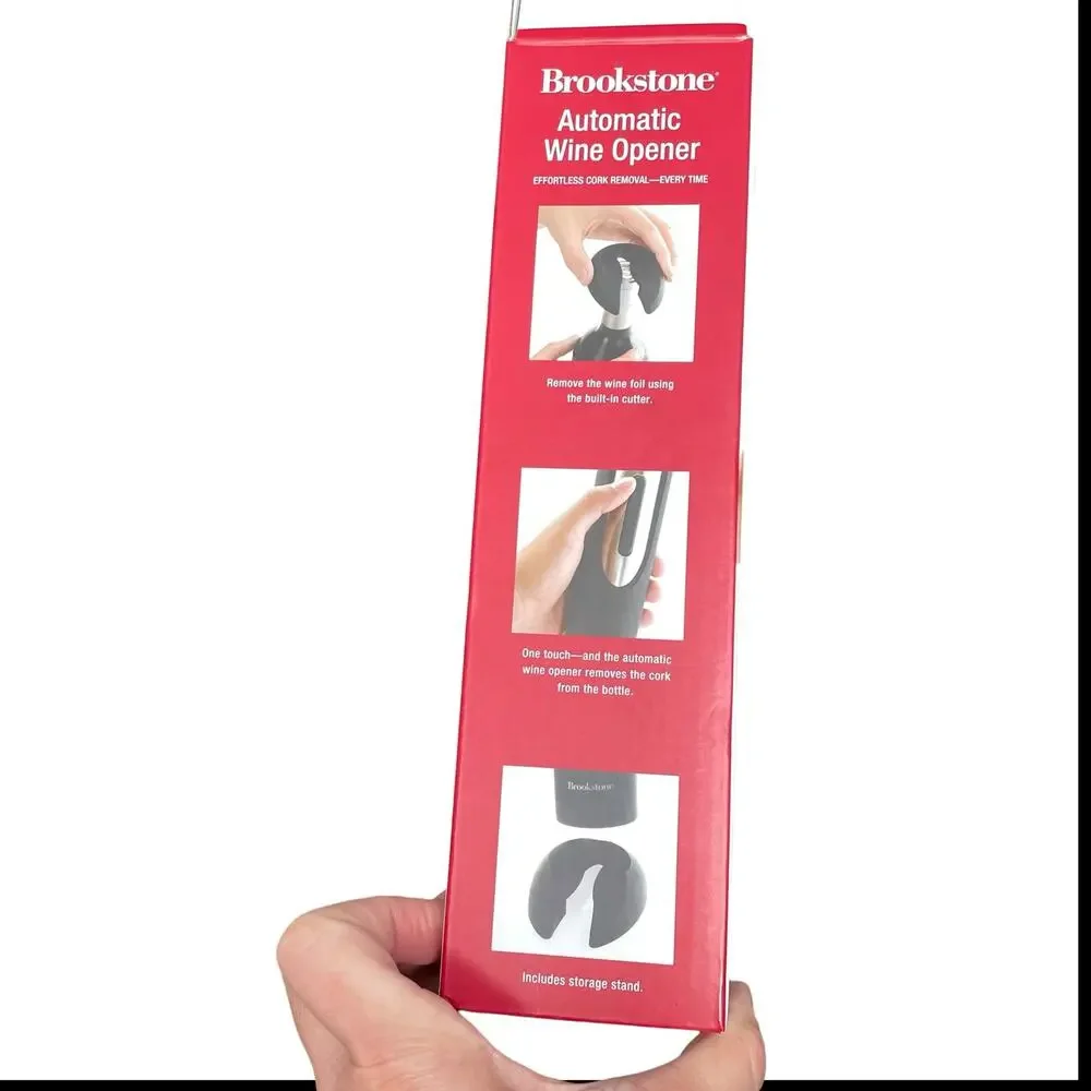 Brookstone Automatic Wine Opener Battery Operated Corkscrew Foil Cutter NIB